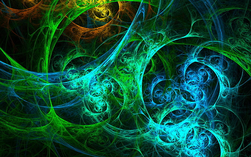 fractal, glow, colorful, tangled, abstraction, HD wallpaper