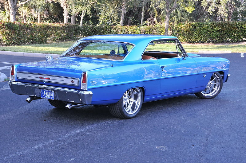 1966-Chevrolet-Nova, Classic, Muscle, GM, Blue, Bowtie, HD wallpaper