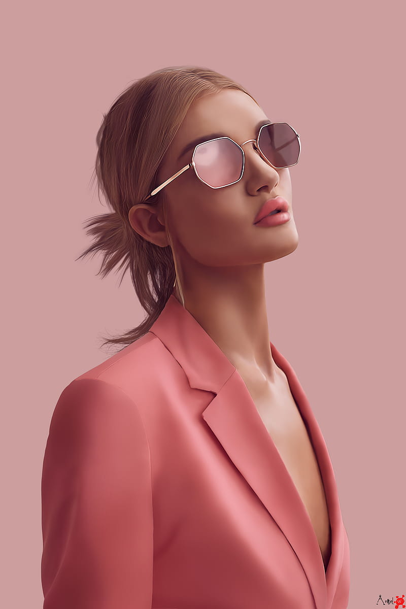 model, digital, render, women, glasses, HD phone wallpaper