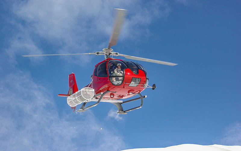 Eurocopter EC130, rescue helicopter, civil aviation, red helicopter, EC130, Eurocopter, Airbus, HD wallpaper
