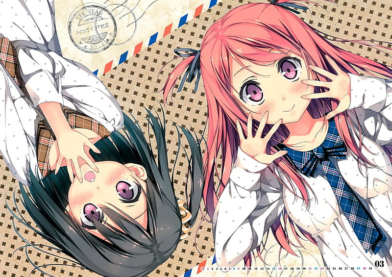 Friends, girl, anime, black hair, HD wallpaper