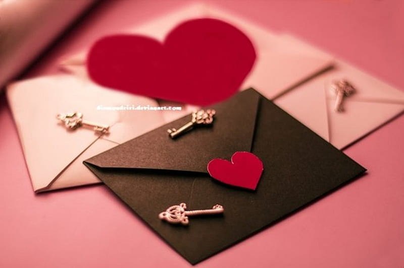 Love Letters, red, letters, love, envelope, HD wallpaper