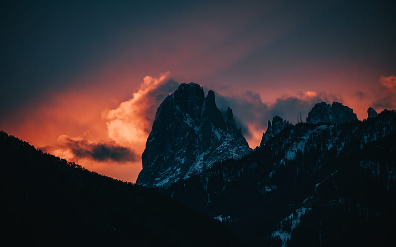 block, peak, sunset, cloud, HD wallpaper