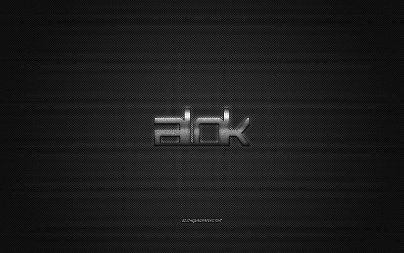 Alok logo, gray shiny logo, Alok metal emblem, Brazilian DJ, Alok Achkar Peres Petrillo, gray carbon fiber texture, Alok, brands, creative art, HD wallpaper