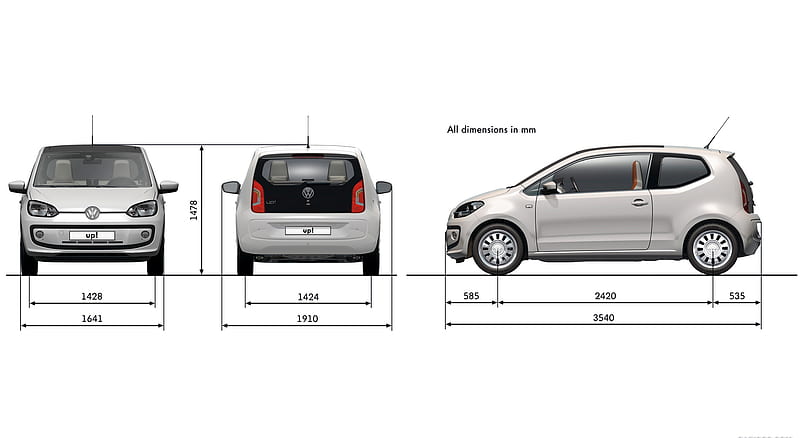 Volkswagen Up! Exterior dimensions, car, HD wallpaper