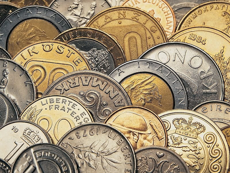European Coins, nickel, gold, money, european, brass, coins, silver, HD wallpaper