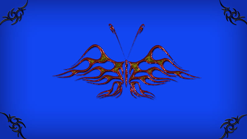 flame on, flame, butterfly, tribal, neon, blue, HD wallpaper