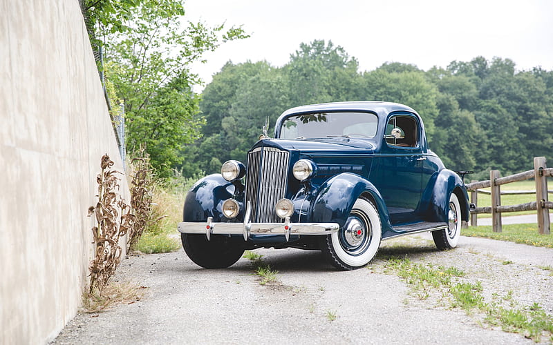 Packard One-Twenty, 1937, retro cars, Packard 120 Coupe, blue coupe, vintage cars, Packard, american retro cars, HD wallpaper