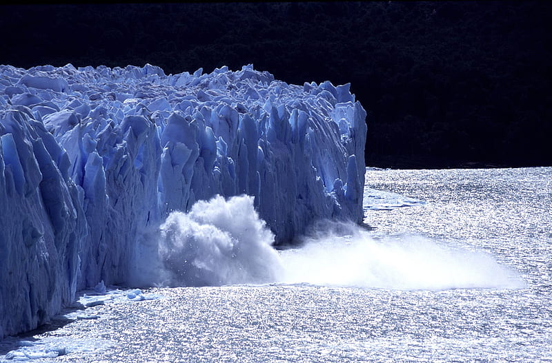 Iceberg Argentina, water, glacier, ice, iceberg, calving, cold, HD wallpaper