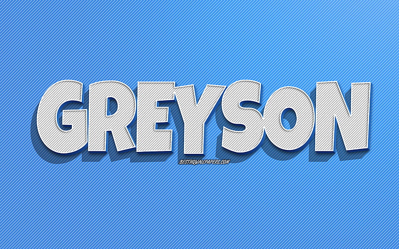 Greyson, blue lines background, with names, Greyson name, male names, Greyson greeting card, line art, with Greyson name, HD wallpaper