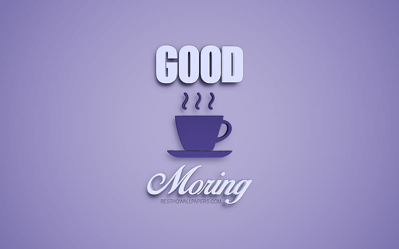 Good morning, purple background, 3d art, Good morning wish, Good morning concepts, HD wallpaper