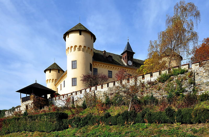 Castle Tentschach, Klagenfurt in Austria., Tower, Austria, Castle, Klagenfurt, Tentschach, Medieval, HD wallpaper
