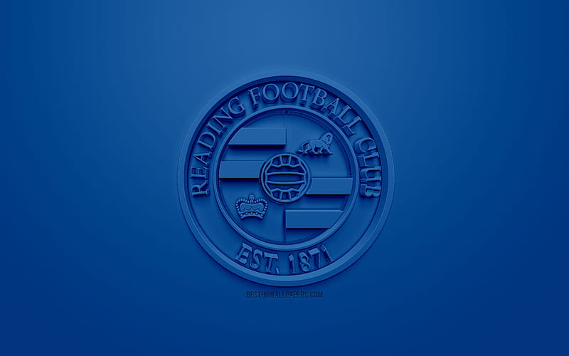Reading FC, creative 3D logo, blue background, 3d emblem, English football club, EFL Championship, Reading, England, United Kingdom, English Football League Championship, 3d art, football, 3d logo, HD wallpaper