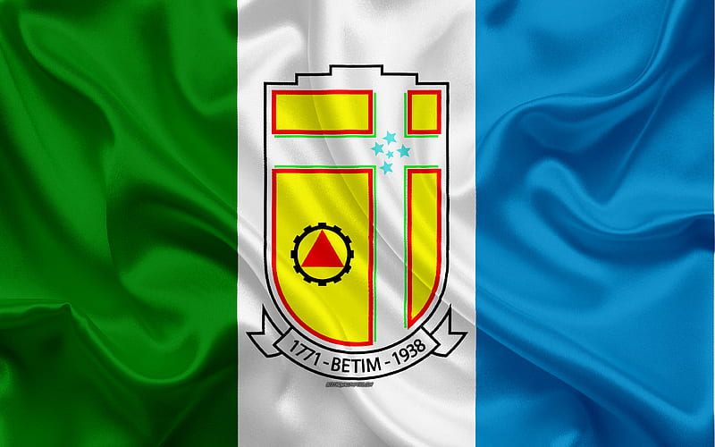 Flag of Betim silk texture, Brazilian city, blue and white green silk flag, Betim flag, Minas Gerais, Brazil, art, South America, Betim, HD wallpaper