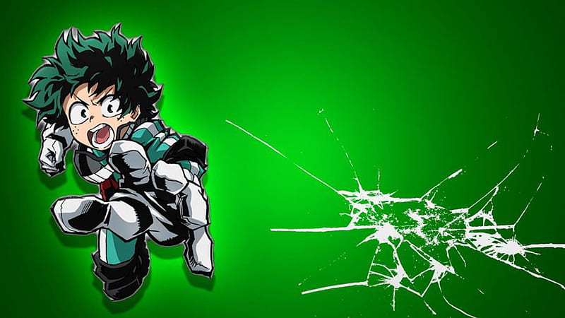 Green Hair Midoriya Green Background My Hero Academia, HD wallpaper
