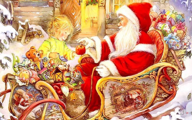 Santa Claus delivers gifts, delivers, santa, claus, gifts, HD wallpaper