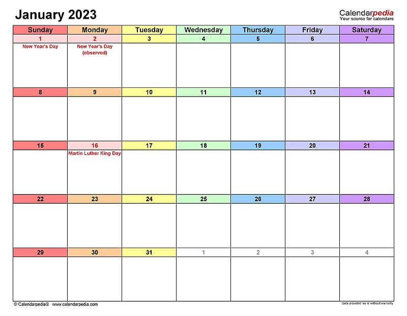 January 2023 Calendar. Templates for Word, Excel, HD wallpaper