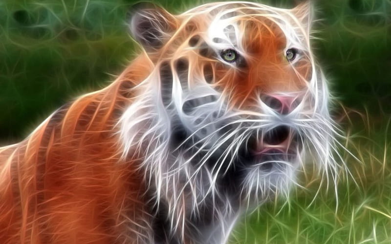 3d tiger, 3d, tiger, animals, wild, HD wallpaper