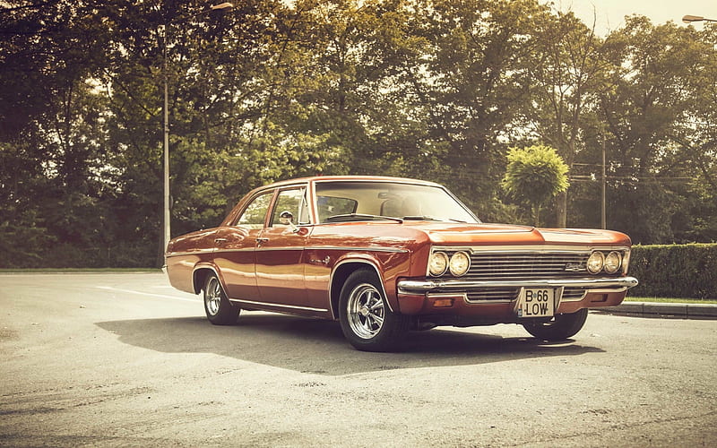 Chevrolet Impala, 1966, retro cars, red Impala, HD wallpaper