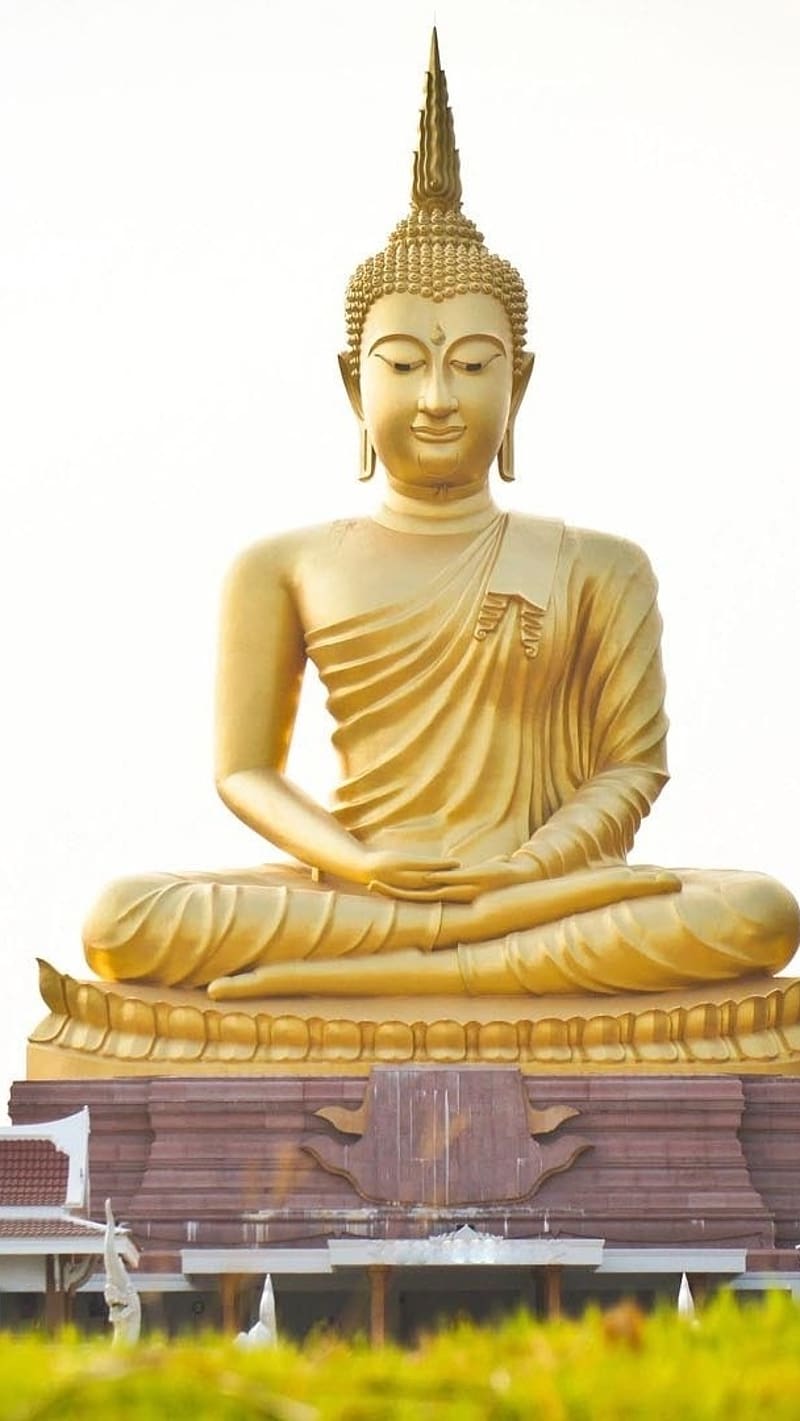 Buddha , Golden Meditation Statue, lord buddha, god, HD phone wallpaper