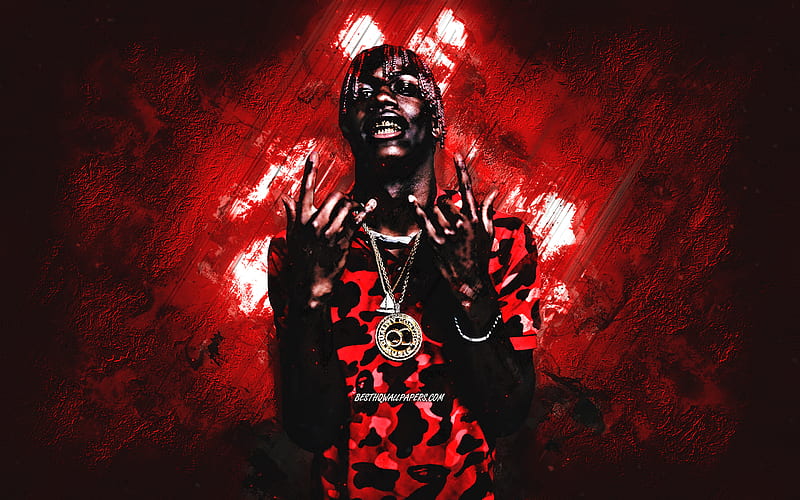 Lil Yachty, american singer, Miles Parks McCollum, red stone background, creative art, HD wallpaper