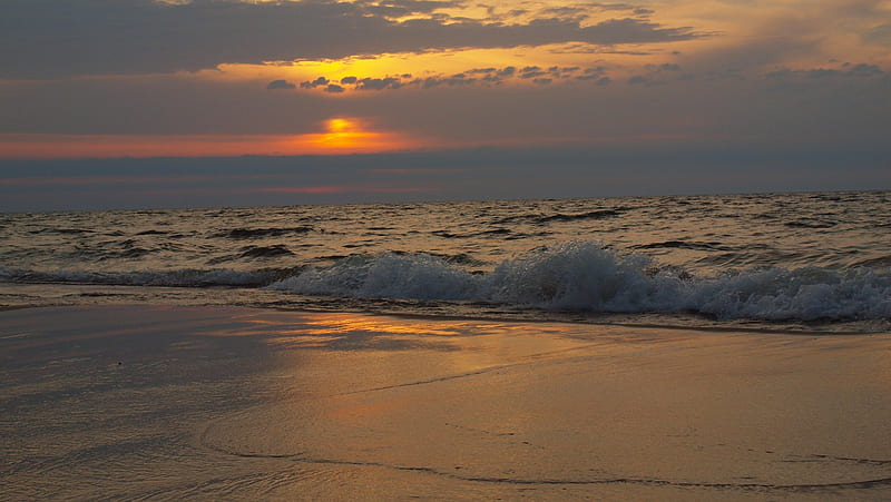Baltic Sea, beach, sunset, sea, baltic, HD wallpaper