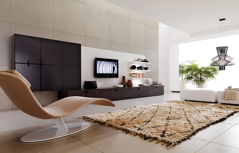 Modern Living, Modern, Home, desenho, Spacious Interior, HD wallpaper
