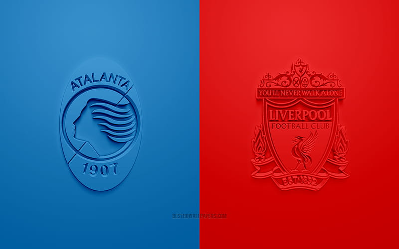 Atalanta vs Liverpool FC, UEFA Champions League, Group D, 3D logos, blue red background, Champions League, football match, Atalanta, Liverpool FC, HD wallpaper