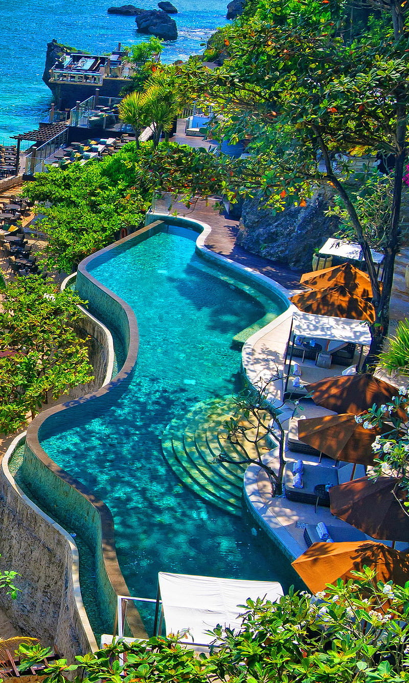 Bali Resort Pool, bali, holiday, luxury, pool, resort, tropical, vacation, HD phone wallpaper