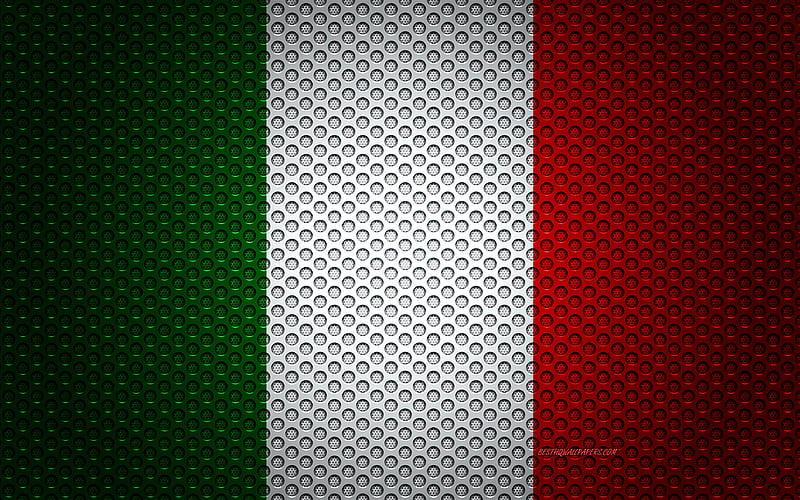 Flag of Italy creative art, metal mesh texture, Italian flag, national symbol, Italy, Europe, flags of European countries, HD wallpaper