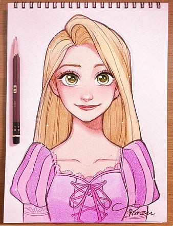 Rapunzel Drawing   Santhis Art and Craft Ideas 