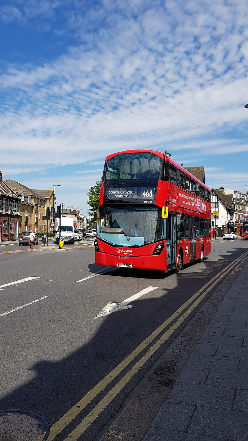 Bus, car, croydon, london, new, red, travel, urban, vehicle, HD phone wallpaper
