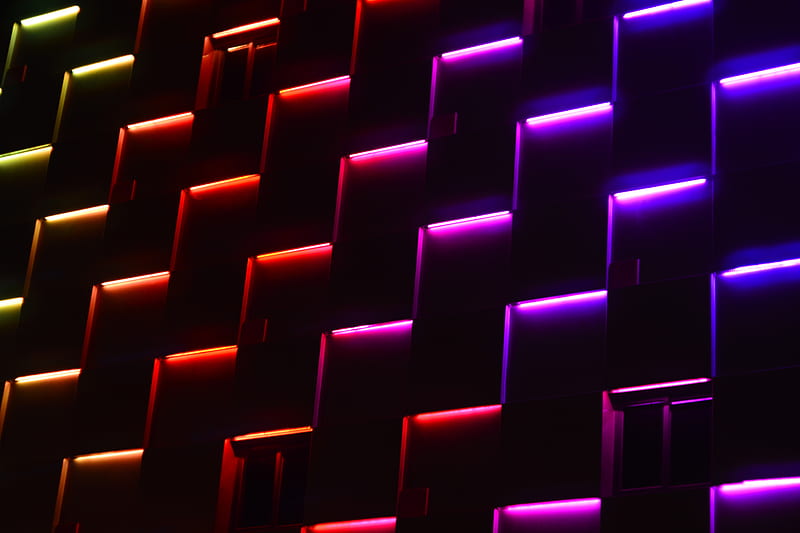 neon, lights, dark, forms, HD wallpaper