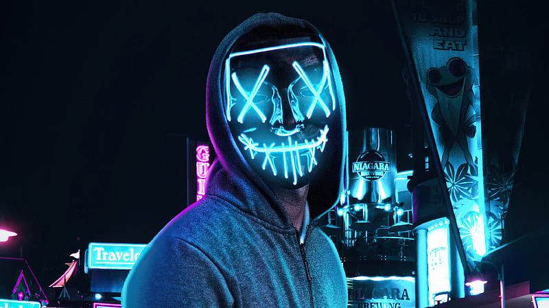 Glowing Face Boy , anonymus, mask, artist, artwork, digital-art, HD wallpaper