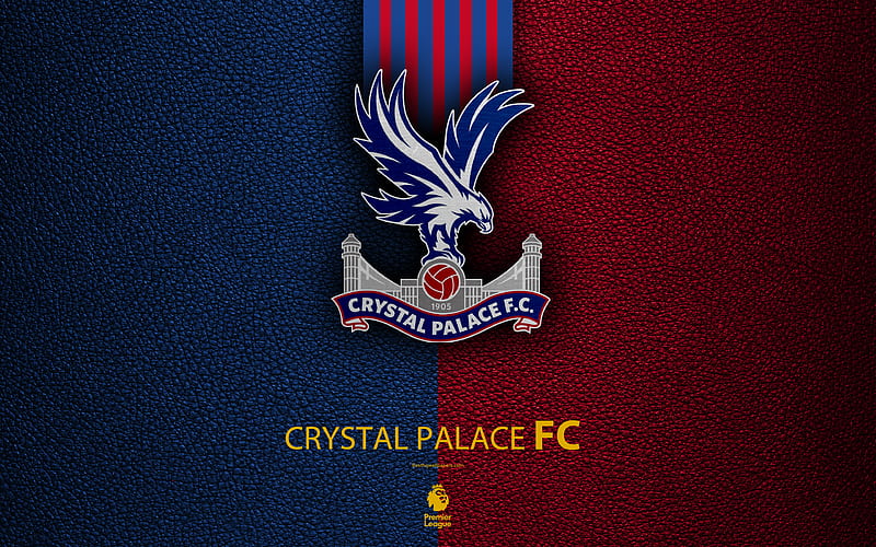 Crystal Palace FC English football club, leather texture, Premier League, logo, Crystal Palace emblem, London, England, UK, football, HD wallpaper
