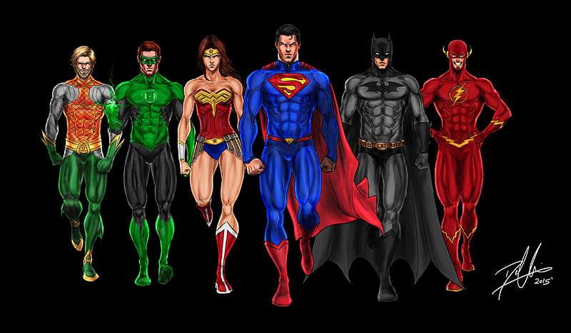 Justice League Fan Art 2017, justice-league, superheroes, , comics, art, digital-art, green-lantern, batman, cyborg, flash, wonder-woman, aquaman, superman, artist, HD wallpaper