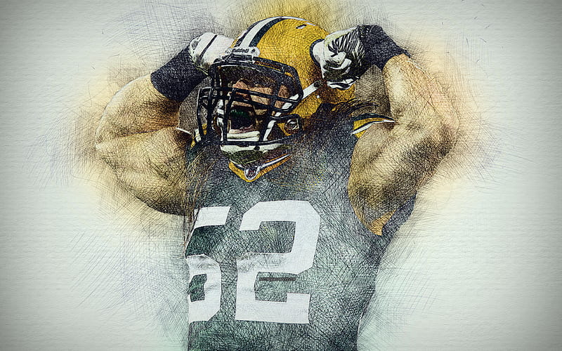 Clay Matthews III artwork, american football, Green Bay Packers, NFL, linebacker, drawing Clay Matthews III, HD wallpaper