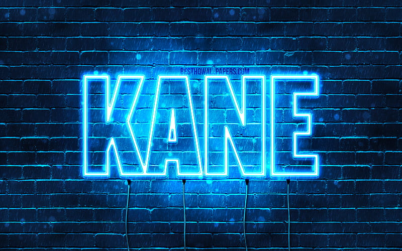 Kane with names, horizontal text, Kane name, blue neon lights, with Kane name, HD wallpaper