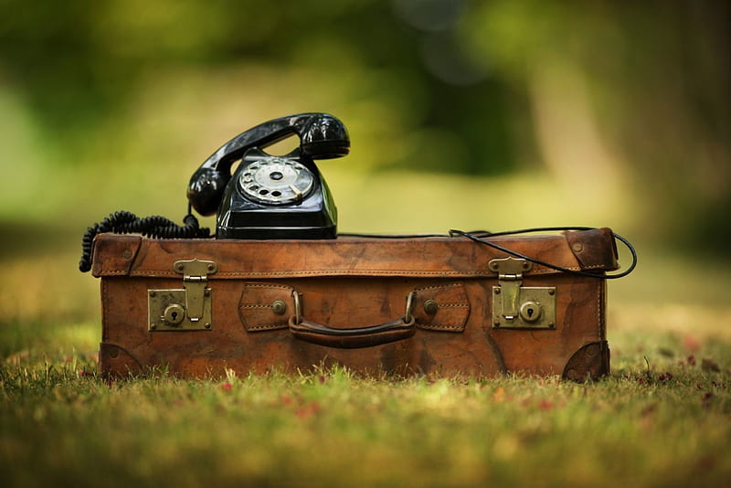 Call me!, call, phone, suitcase, outdoors, HD wallpaper