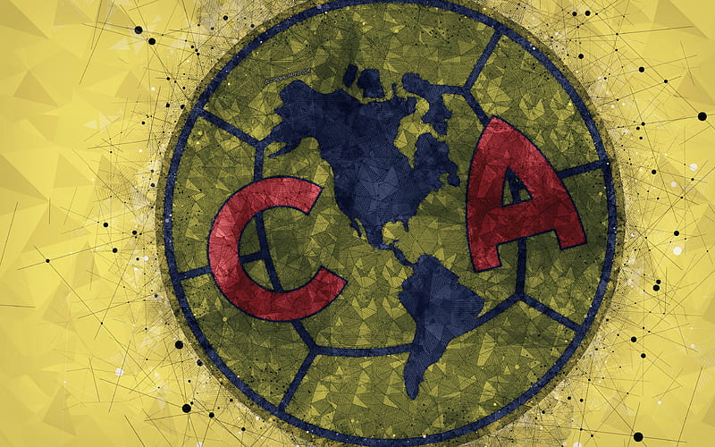 Club America geometric art, logo, Mexican football club, yellow abstract background, Primera Division, Mexico City, Mexico, football, Liga MX, HD wallpaper