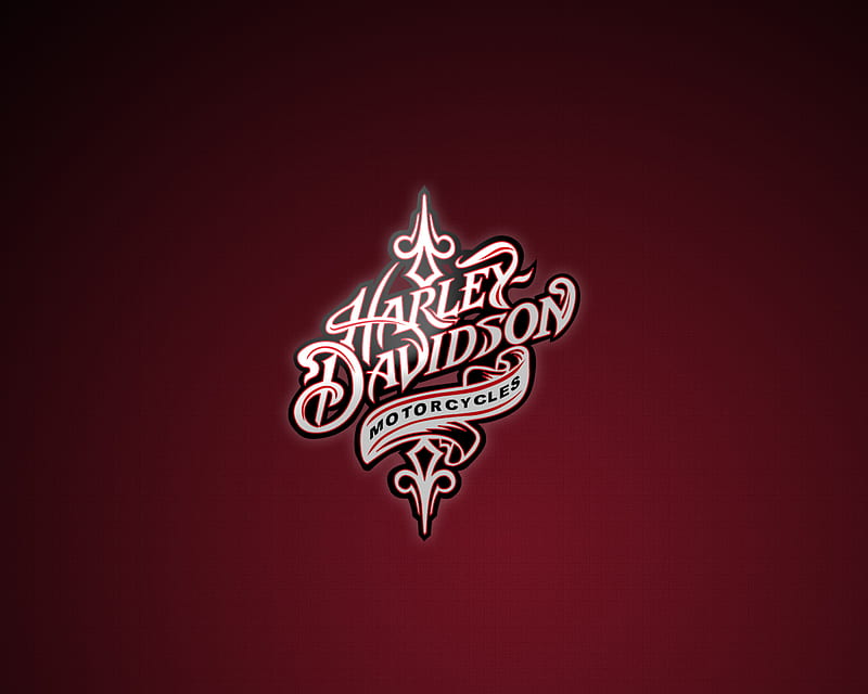 Harley Davidson, red, name, symbol, HD wallpaper