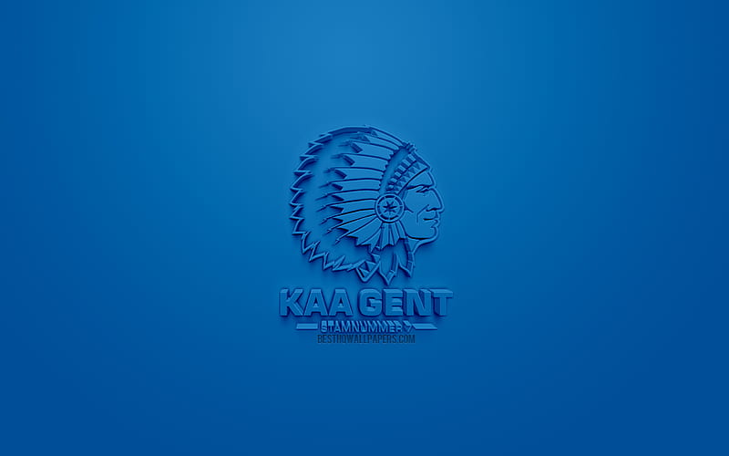 KAA Gent, creative 3D logo, blue background, 3d emblem, Belgian football club, Jupiler Pro League, Gent, Belgium, Belgian First Division A, 3d art, football, stylish 3d logo, HD wallpaper