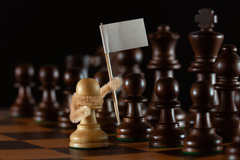 Wooden King on Chess Board Game Fantasy Pieces Photo Wallpaper