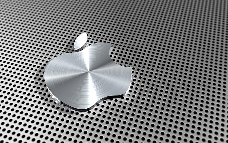 Aluminum Apple logo, creative, metal backgrounds, Apple logo, 3D art, Apple, HD wallpaper