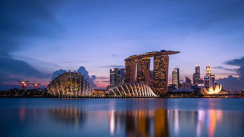 singapore, marina bay sands, modern architecture, reflection, City, HD wallpaper
