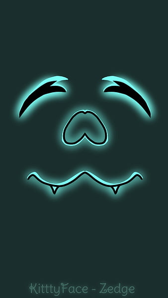 Cute Neon Face Anime Blue Kawaii Kittty Kitttyface Neon Turquoise Hd Mobile Wallpaper Peakpx