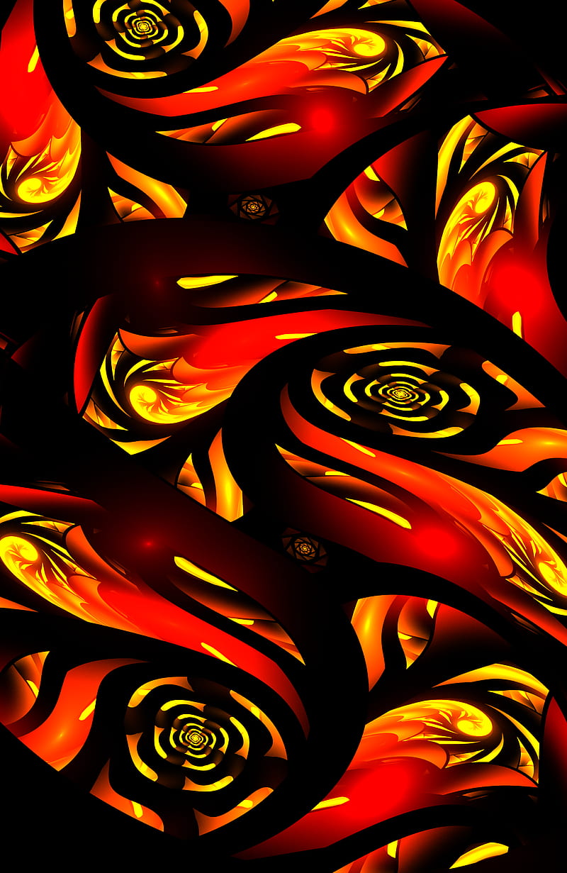 fractal, fiery, bright, red-hot, abstraction, HD phone wallpaper