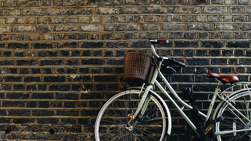 step-through bike leaning on wall, HD wallpaper