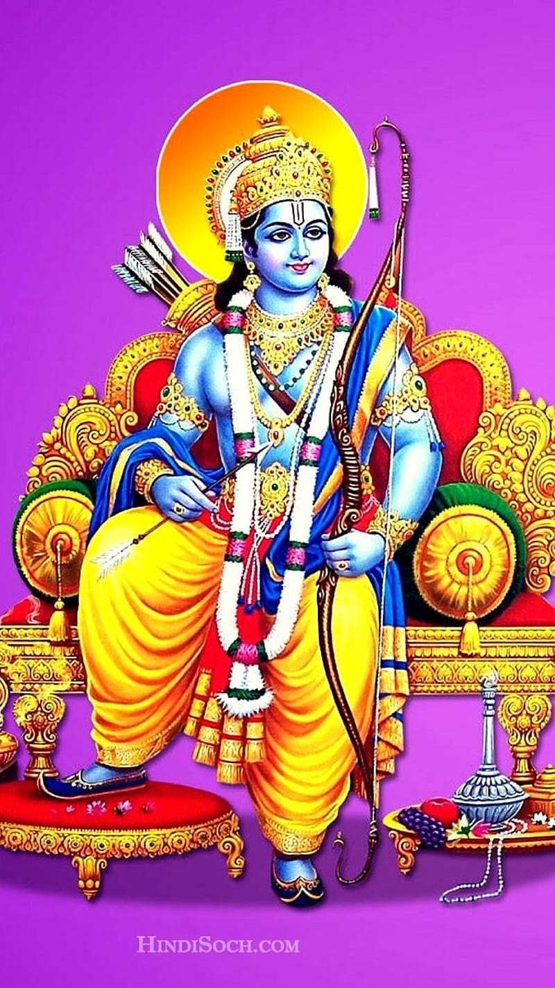 Lord Ram, Purple Background, god, bhakti, HD phone wallpaper
