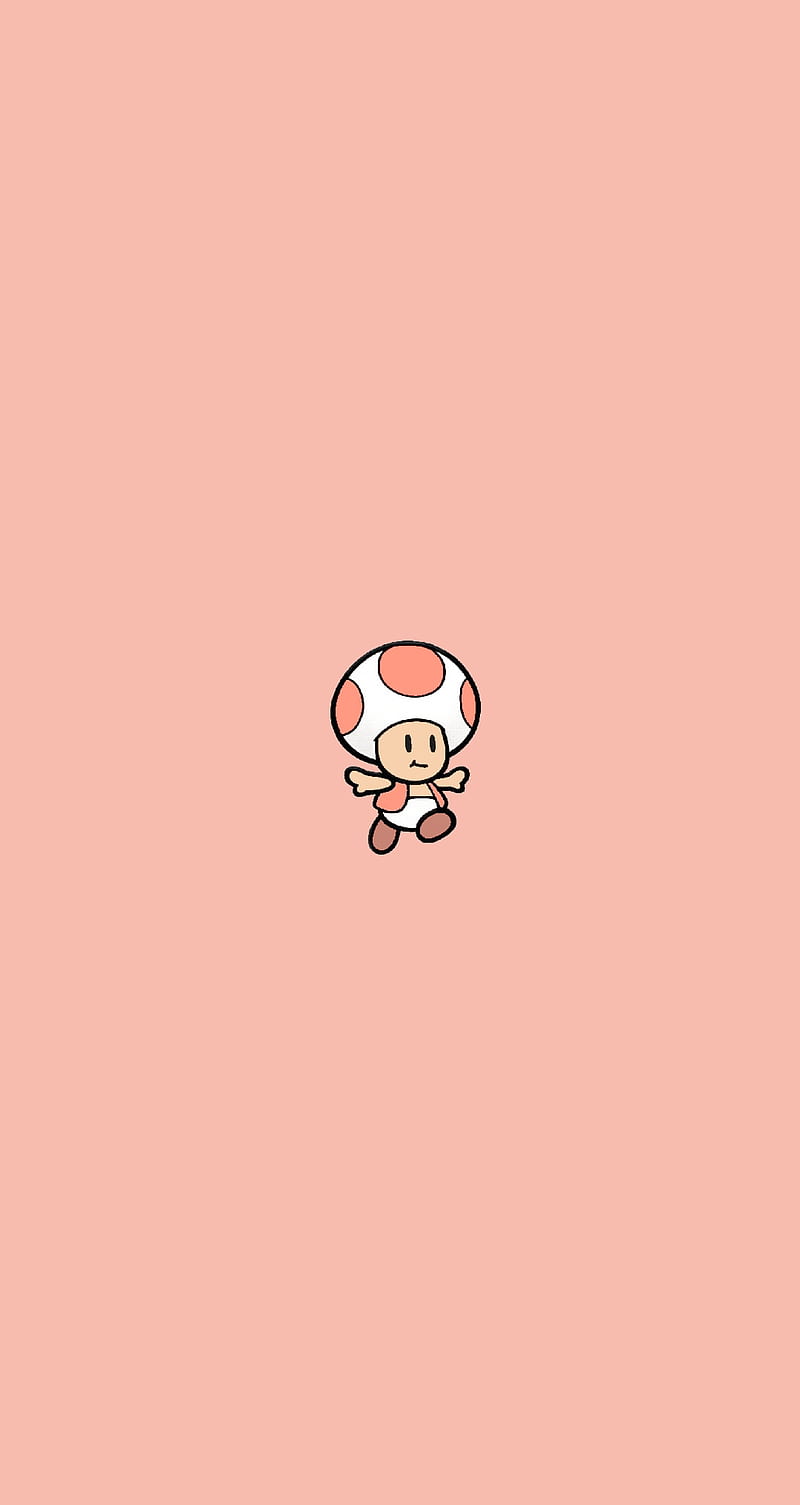 Lil Pink Toad, cute, gaming, mario, minimal, nintendo, pink, toad, videogames, HD phone wallpaper